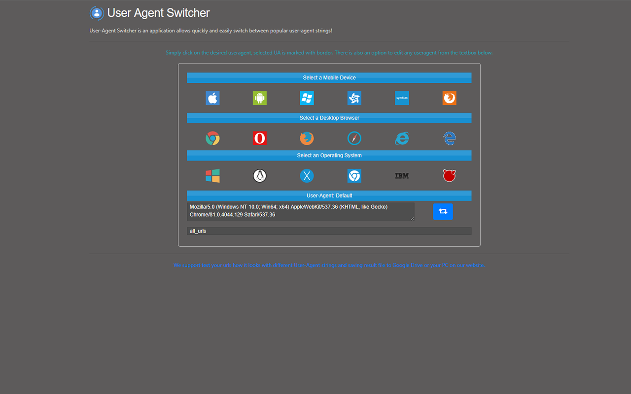 user agent switcher android